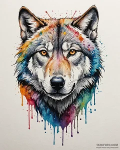 Tat tattoo sketch, watercolor wolf face with... - эскиз тату (№1753461758_0, 25.07.2025 16:42) — Tatufoto.com