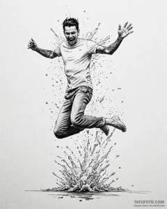 Tattoo sketch, alberto jumping with splashes... - эскиз тату (№1753462363_0, 25.07.2025 16:52) — Tatufoto.com