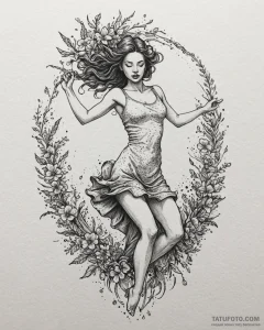 Tattoo sketch, isabela dancing amidst tornado... - эскиз тату (№1753463820_0, 25.07.2025 17:17) — Tatufoto.com