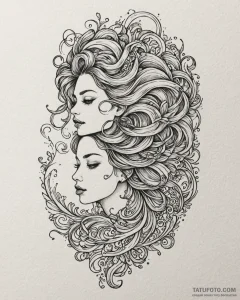 Tattoo sketch, alberto’s wild hair blending w... - эскиз тату (№1753464623_0, 25.07.2025 17:30) — Tatufoto.com