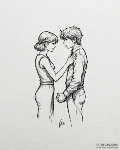 Tattoo sketch, astrid and hiccup silhouette h... - эскиз тату (№1753465429_0, 25.07.2025 17:43) — Tatufoto.com