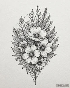 Tat tattoo sketch, wildflower bouquet painted... - эскиз тату (№1753467025_0, 25.07.2025 18:10) — Tatufoto.com