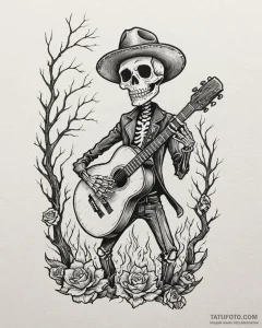 Tattoo sketch, miguel from coco playing guita... - эскиз тату (№1753467619_0, 25.07.2025 18:20) — Tatufoto.com
