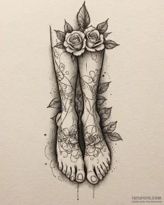 Tat tattoo sketch, dancer’s feet poised on st... - эскиз тату (№1753468014_0, 25.07.2025 18:26) — Tatufoto.com