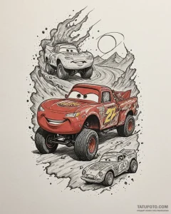 Tattoo sketch, mater and lightning mcqueen ra... - эскиз тату (№1753468212_0, 25.07.2025 18:30) — Tatufoto.com
