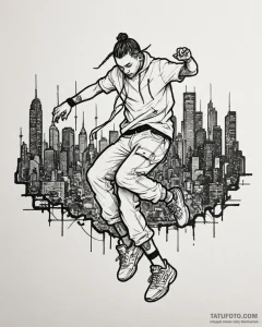 Tat tattoo sketch, hip-hop dancer’s dynamic p... - эскиз тату (№1753469239_0, 25.07.2025 18:47) — Tatufoto.com