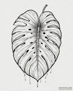 Tattoo sketch, giant monstera leaf with intri... - эскиз тату (№1753469843_0, 25.07.2025 18:57) — Tatufoto.com