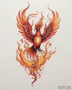 Tat tattoo sketch, watercolor phoenix burstin... - эскиз тату (№1753470052_0, 25.07.2025 19:00) — Tatufoto.com