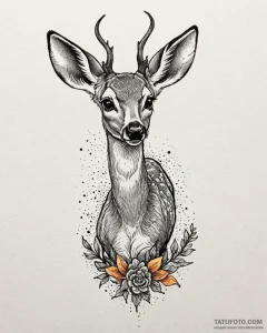 Tattoo sketch, bambi looking over shoulder, r... - эскиз тату (№1753470463_0, 25.07.2025 19:07) — Tatufoto.com