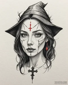 Tattoo sketch, yubaba’s face close-up, detail... - эскиз тату (№1753472907_0, 25.07.2025 19:48) — Tatufoto.com