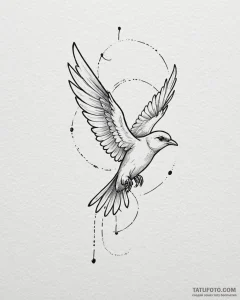 Tattoo sketch, minimalistic bird in flight wi... - эскиз тату (№1753473103_0, 25.07.2025 19:51) — Tatufoto.com