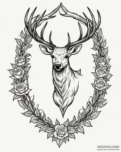 Tattoo sketch, bambi silhouette with antlers... - эскиз тату (№1753473298_0, 25.07.2025 19:54) — Tatufoto.com