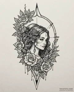 Tattoo sketch, merida shooting arrow through... - эскиз тату (№1753474485_0, 25.07.2025 20:14) — Tatufoto.com