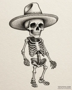 Tattoo sketch, hector skeleton with sombrero,... - эскиз тату (№1753474682_0, 25.07.2025 20:18) — Tatufoto.com