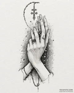 Tat tattoo sketch, praying hands with rosary... - эскиз тату (№1753475471_0, 25.07.2025 20:31) — Tatufoto.com