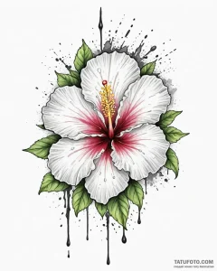Tat tattoo sketch, bright watercolor hibiscus... - эскиз тату (№1753475670_0, 25.07.2025 20:34) — Tatufoto.com