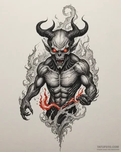 Tat tattoo sketch, dark demon emerging from s... - эскиз тату (№1753476896_0, 25.07.2025 20:54) — Tatufoto.com
