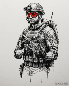 Tat tattoo sketch, special forces soldier in... - эскиз тату (№1753478680_0, 25.07.2025 21:24) — Tatufoto.com