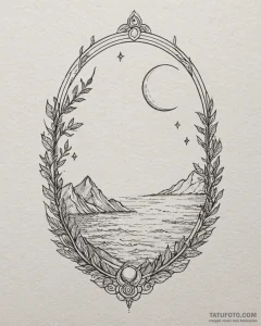 Tat tattoo sketch, bronagh with moonlit ocean... - эскиз тату (№1753479673_0, 25.07.2025 21:41) — Tatufoto.com