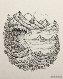 Tat tattoo sketch, abstract colorful waves an... - эскиз тату (№1753481091_0, 25.07.2025 22:04) — Tatufoto.com