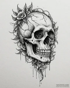 Tat tattoo sketch, ultra-realistic skull with... - эскиз тату (№1753483430_0, 25.07.2025 22:43) — Tatufoto.com