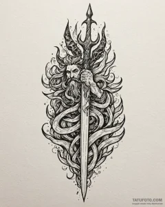 Tat tattoo sketch, trident of poseidon glowin... - эскиз тату (№1753483823_0, 25.07.2025 22:50) — Tatufoto.com