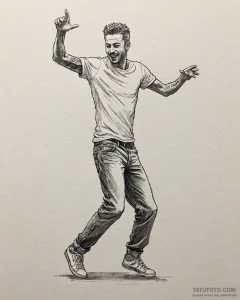 Tattoo sketch, joe dancing with spotlight glo... - эскиз тату (№1753484413_0, 25.07.2025 23:00) — Tatufoto.com
