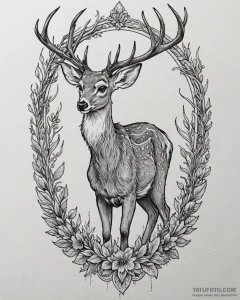Tattoo sketch, bambi with ethereal glowing ey... - эскиз тату (№1753484609_0, 25.07.2025 23:03) — Tatufoto.com