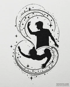 Tattoo sketch, 22 and joe silhouette with swi... - эскиз тату (№1753484805_0, 25.07.2025 23:06) — Tatufoto.com