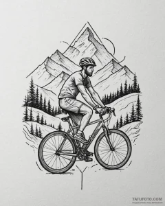 Tat tattoo sketch, cyclist pedaling uphill wi... - эскиз тату (№1753485001_0, 25.07.2025 23:10) — Tatufoto.com