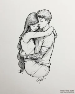 Tattoo sketch, max and gidget cuddling, emoti... - эскиз тату (№1753485392_0, 25.07.2025 23:16) — Tatufoto.com