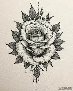 Tat tattoo sketch, rose bush with detailed sh... - эскиз тату (№1753486569_0, 25.07.2025 23:36) — Tatufoto.com