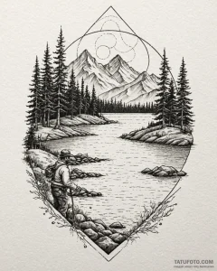 Tattoo sketch, koda and kenai fishing by rive... - эскиз тату (№1753487551_0, 25.07.2025 23:52) — Tatufoto.com