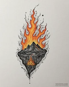 Tat tattoo sketch, ember with molten lava tex... - эскиз тату (№1753488536_0, 26.07.2025 00:08) — Tatufoto.com