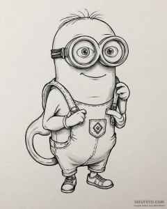 Tattoo sketch, minion with goggles and banana... - эскиз тату (№1753489322_0, 26.07.2025 00:22) — Tatufoto.com
