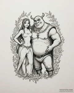 Eskizto, tattoo sketch, shrek and fiona fairy... - эскиз тату (№1753489908_0, 26.07.2025 00:31) — Tatufoto.com