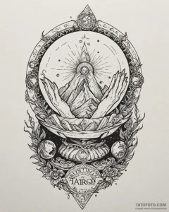 Tat tattoo sketch, mystic with tarot cards gl... - эскиз тату (№1753490496_0, 26.07.2025 00:41) — Tatufoto.com