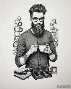 Tattoo sketch, hipster with vintage glasses a... - эскиз тату (№1753491282_0, 26.07.2025 00:54) — Tatufoto.com