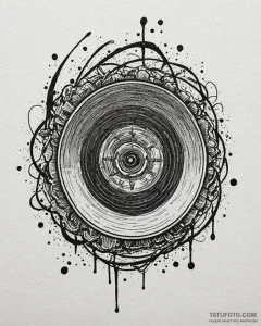 Tattoo sketch, vinyl record spinning with col... - эскиз тату (№1753491675_0, 26.07.2025 01:01) — Tatufoto.com