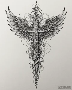 Tattoo sketch, majestic wings folding around... - эскиз тату (№1753493650_0, 26.07.2025 01:34) — Tatufoto.com