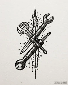 Tat tattoo sketch, crossed wrench and screwdr... - эскиз тату (№1753493851_0, 26.07.2025 01:37) — Tatufoto.com