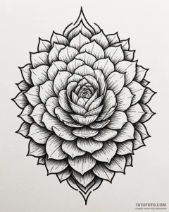 Tat tattoo sketch, succulent rosette with sof... - эскиз тату (№1753494856_0, 26.07.2025 01:54) — Tatufoto.com