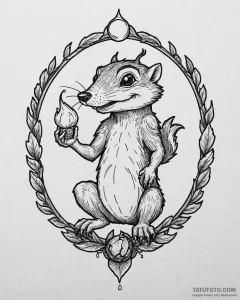 Eskizto, tattoo sketch, scrat holding acorn w... - эскиз тату (№1753495064_0, 26.07.2025 01:57) — Tatufoto.com