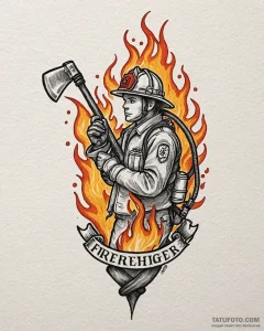 Tat tattoo sketch, firefighter’s axe crossed... - эскиз тату (№1753496699_0, 26.07.2025 02:24) — Tatufoto.com