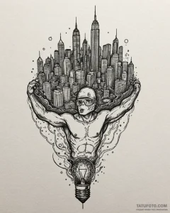 Tat tattoo sketch, startup founder standing a... - эскиз тату (№1753497713_0, 26.07.2025 02:41) — Tatufoto.com