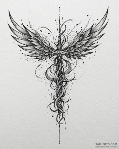 Tat tattoo sketch, ember’s fiery wings unfold... - эскиз тату (№1753498939_0, 26.07.2025 03:02) — Tatufoto.com