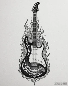 Tat tattoo sketch, electric guitar with neon... - эскиз тату (№1753553437_0, 26.07.2025 18:10) — Tatufoto.com