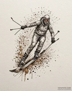 лыжник, tattoo flash sheet design, watercolor... - эскиз тату (№1753554619_0, 26.07.2025 18:30) — Tatufoto.com