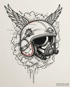 Tat tattoo sketch, pilot’s flight helmet with... - эскиз тату (№1753555018_0, 26.07.2025 18:36) — Tatufoto.com