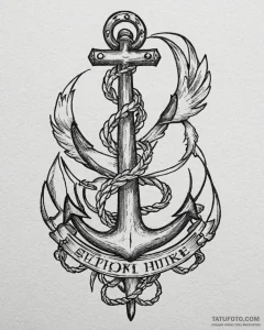 Tat tattoo sketch, old school sailor anchor w... - эскиз тату (№1753555613_0, 26.07.2025 18:46) — Tatufoto.com